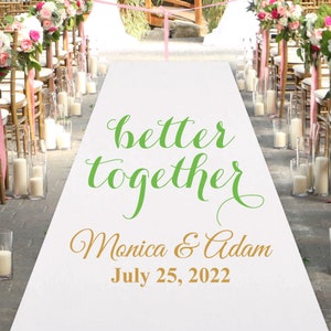 Custom Better Together White Personalized Aisle Runner Aisle Runner + GVIBES/TIMES-MIC2312-4-ENT + Personalized Ceremony Aisle Runner