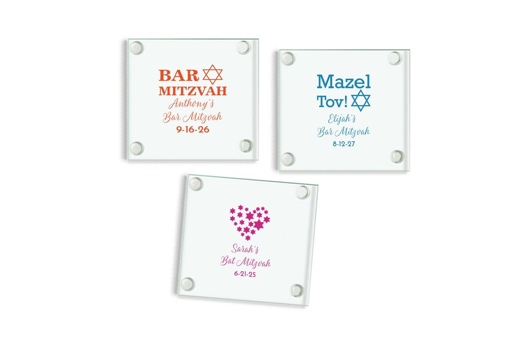 24pcs Bat Mitzvah Personalized Coaster Favors Bar Mitzvah Favors, Mitzvah Party Favors, MAE74