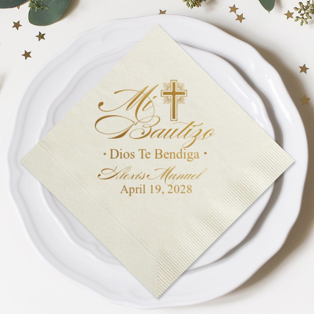 Mi Bautizo Dios Te Bendiga 100 Pcs Personalized Mi Bautizo Napkins
