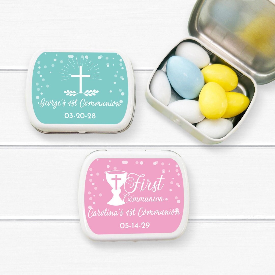 Communion Mint 12 Pcs First Communion Personalized Empty Candy Mint Tin Favors - First ...