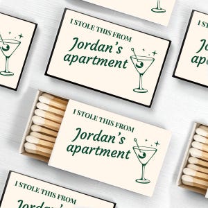 Set of 50 I Stole this From Apartment Personalized Matchboxes, Birthday Party Favors