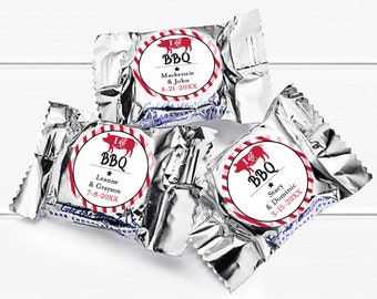 Set of 50, I Do BBQ Wedding Personalized York Dark Chocolate Peppermint Patties, Affordable Barbeque Wedding Party Favors MAE201