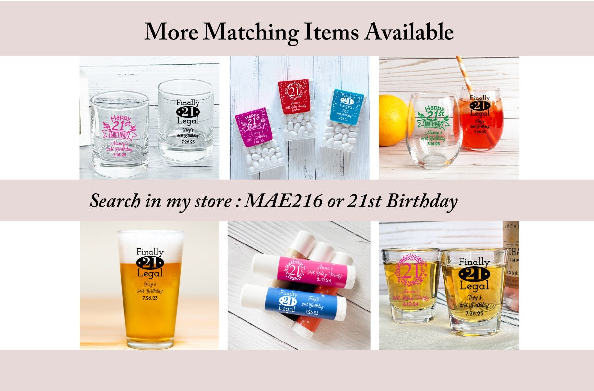 21st Birthday Personalized Stemless Wine Glasses, Party Favors (set of 24)  - Etsy