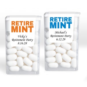 Retirement Party Favors, Set of 12 Retire Mint Personalized Tic Tacs Mint Candy Party Favors  MAE832ZG Retired Party Favors