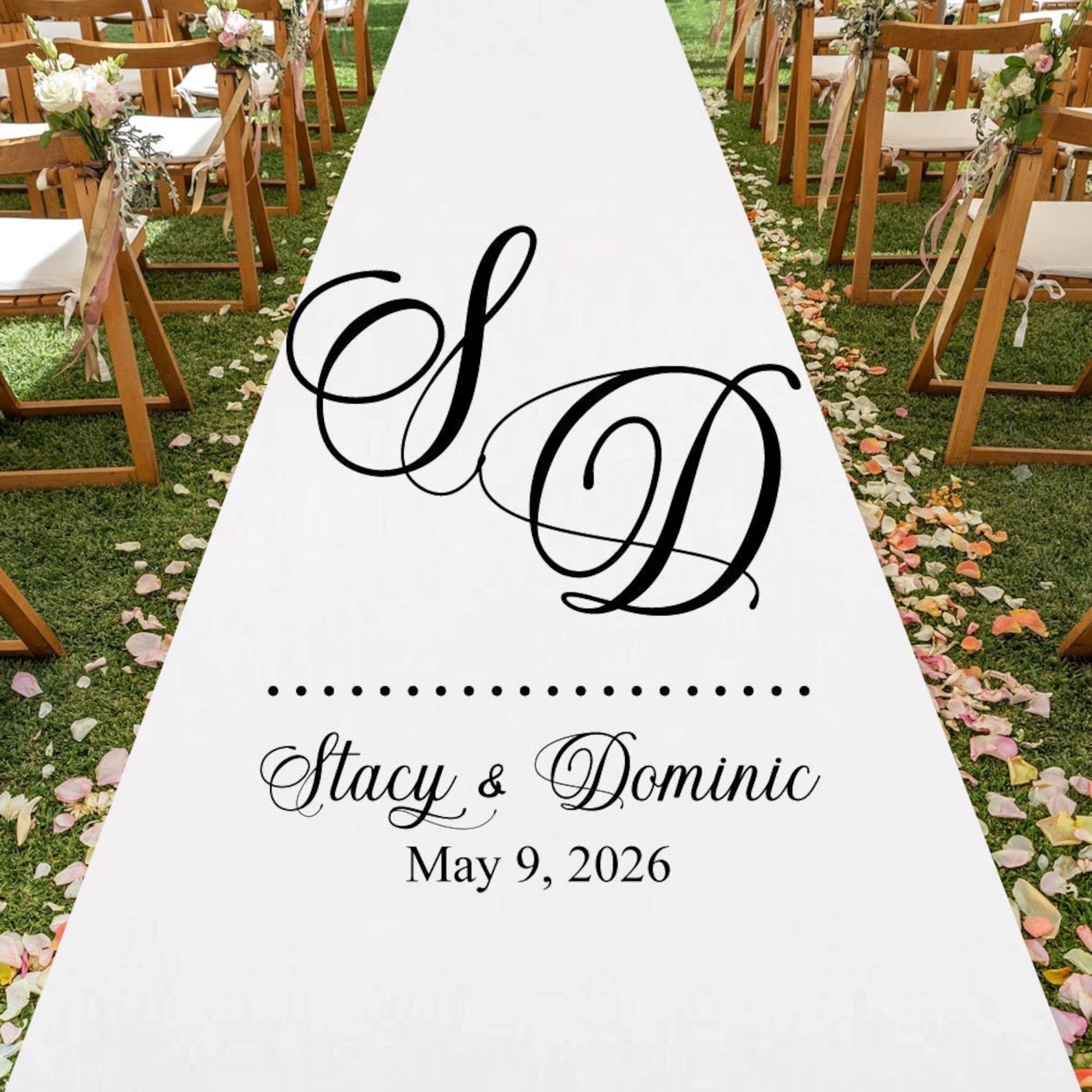 Custom Monogram Essence Initials Personalized Aisle Runner Etsy