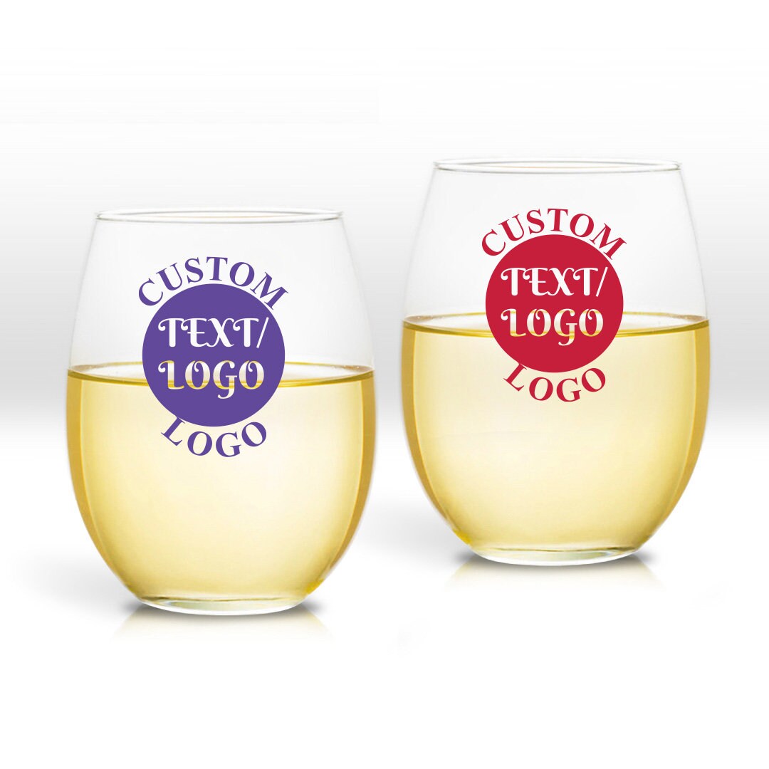24 pcs  Personalized Glass Stemless Wine Glass Favors Party Favors, MAEBase, Corporate Logo Stemless Favors