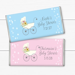 Set of 12 Baby Stroller Personalized Hershey&#39;s Milk Chocolate Bar, Affordable Baby Shower Favors MAE101