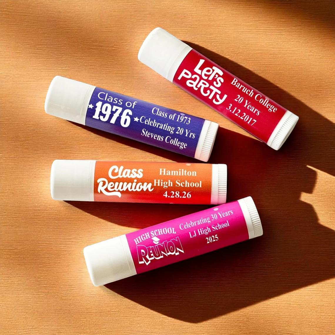 12 pieces Class Reunion Personalized Tube Lip Balm - Reunion Favors - MAE181-N2 - Lip Balm Class Reunion Party Favors