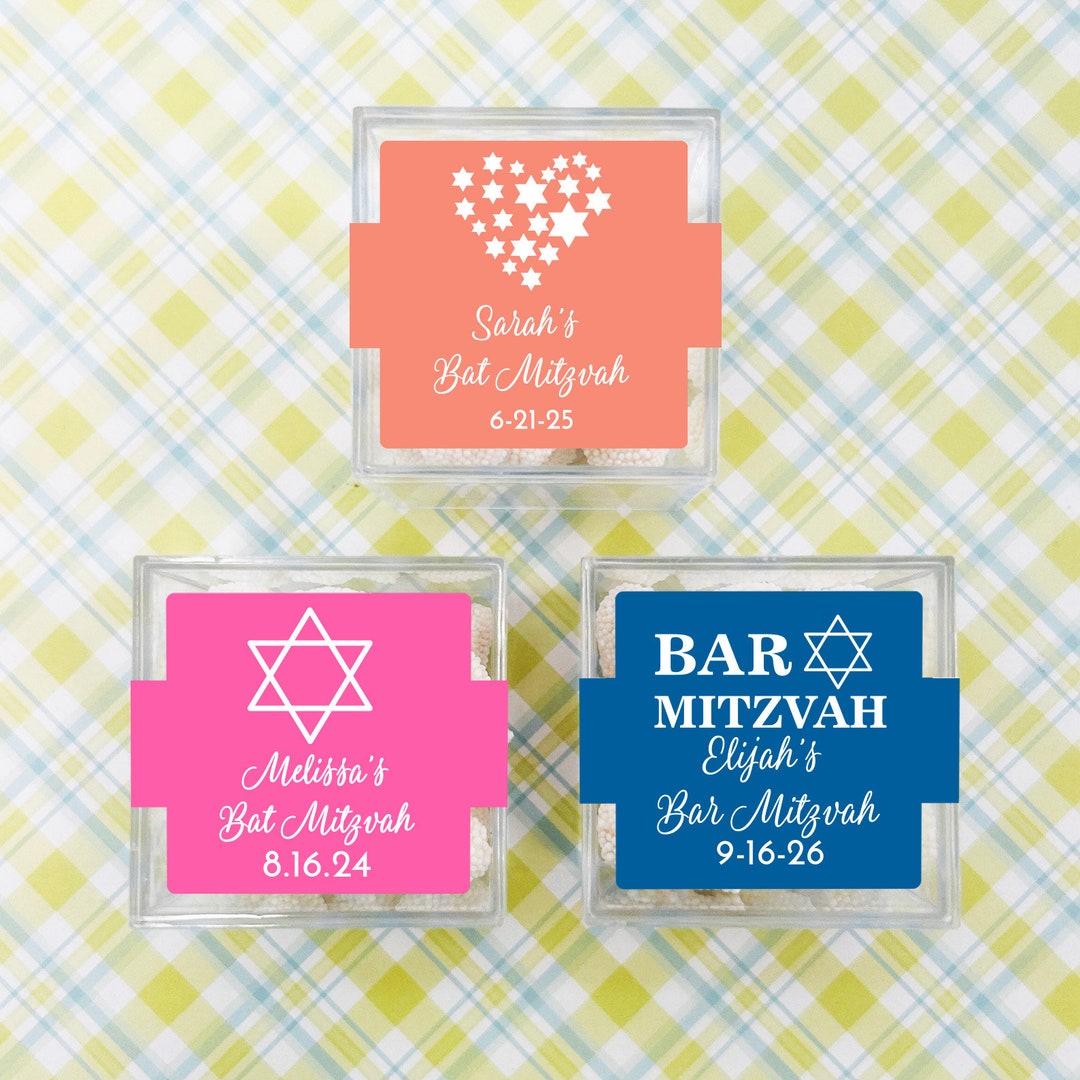 Bat Mitzvah Bar Mitzvah Set of 10 Personalized Square Acrylic Favor Box ...