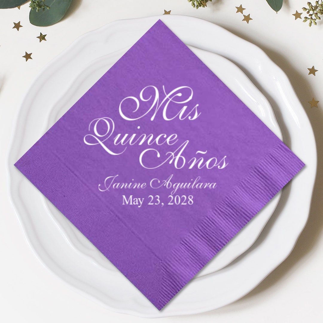 100 Pcs Personalized Napkins Mis Quince Anos Quinceañera Napkins MAE58D
