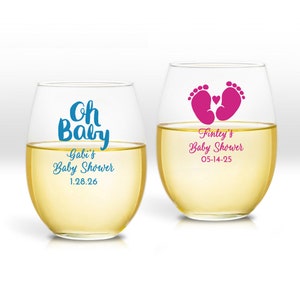 24 pcs  Baby Shower Personalized Stemless Wine Glass Party Favors, Baby Shower Stemless Wine Glass Favors MAE62