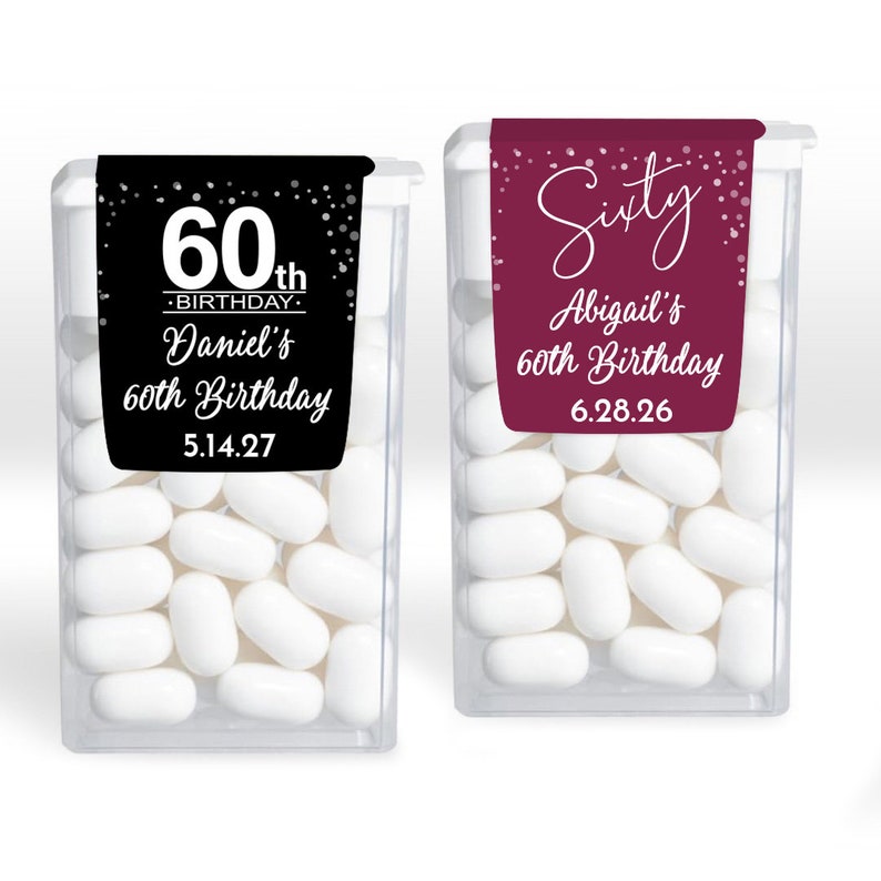 60th Birthday Favors, Set of 12, 60th Birthday Personalized Tic Tac ...