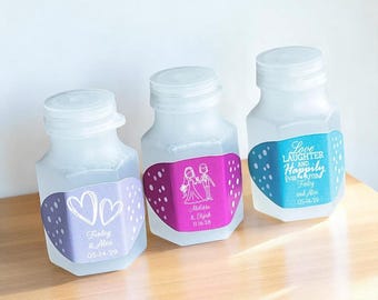 Set of 24 Wedding Personalized Bubble Container, Plastic Bubbles Wedding Party Favors MAE68
