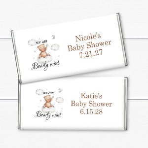 Set of 12 We Can Bearly Wait Personalized Hershey&#39;s Milk Chocolate Bar, Affordable Baby Shower Favors MAE105