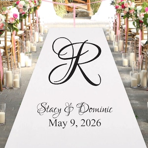 Initial Script Personalized Aisle Runner - Wedding Aisle Runner - MAE30-V/ENT Plain White Aisle Runner