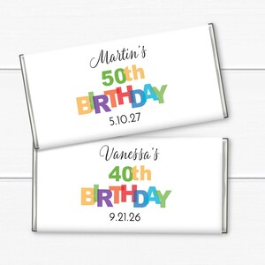Birthday Party Favors, Set of 12, Birthday Hershey's Milk Chocolate Bar Favors, Chocolate Bar Party Favors MAE150