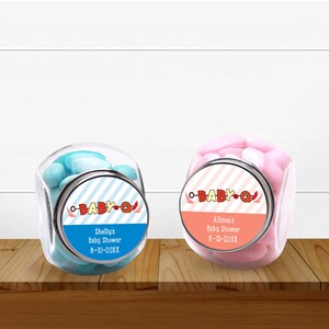 Set of 12 Baby Q Baby Shower Personalized Mini Candy Jar, Affordable Baby Shower Favors MAE202
