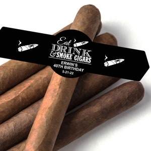 Eat Drink and Smoke Cigars Design Cigar Stickers -  Custom Personalized Cigar Stickers - Stickers Only - MAE76-A16
