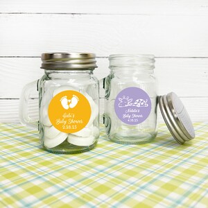 Baby Shower Favors Set of 12 Mini Mason Personalized Jars with Stickers, MAE62B Baby Shower Glass Bottle Container Party Favors