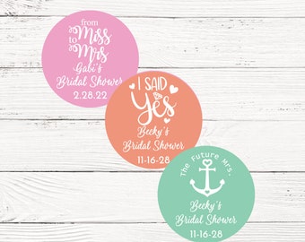 12 pcs  Bridal Shower Personalized 2 inches Round Sticker - Party Favors - MAE69/BLND/JOSEF/KA-20155N - Bachelorette Favors