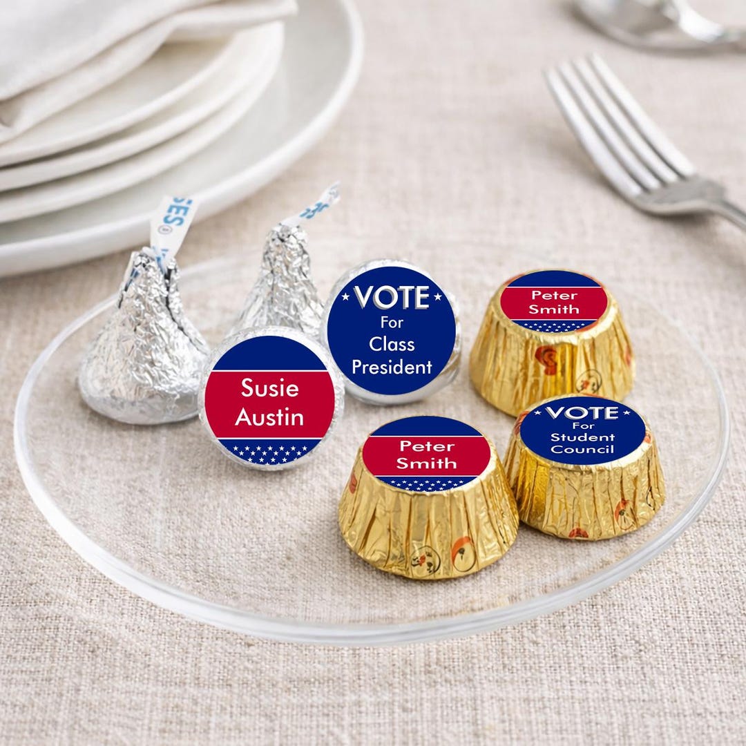 Personalized Vote Hershey Kiss Stickers: Election Campaign Labels (106 ...