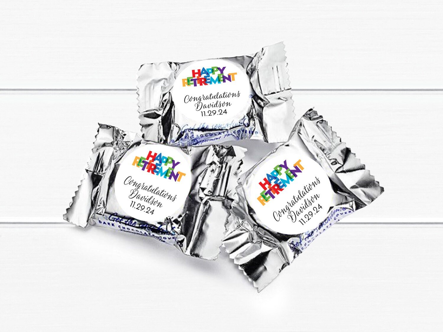 50 pcs  Happy Retirement Personalized York Peppermint Favors  MAE189-F | Retirement York Party Favors