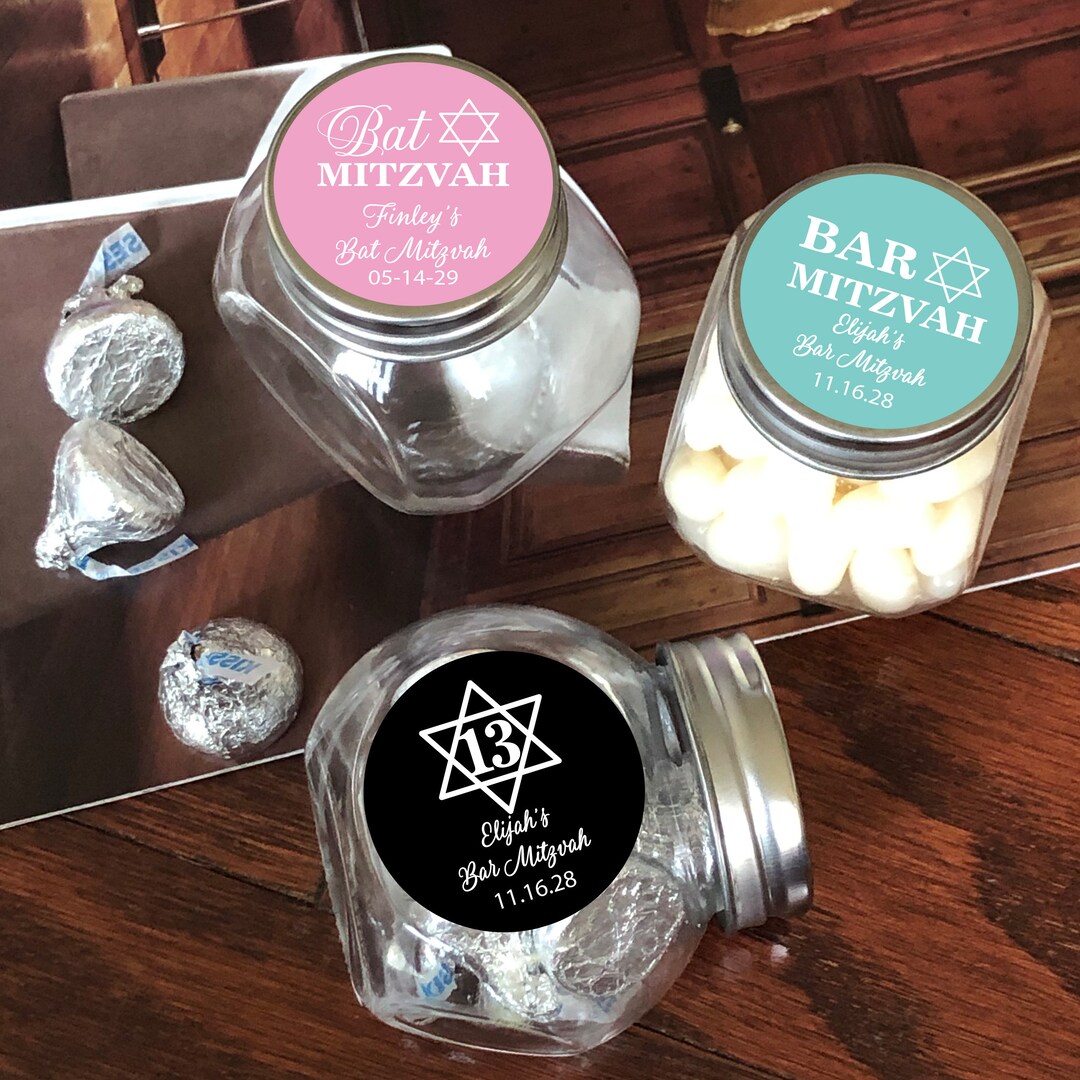 12 Pcs Bat Mitzvah Personalized Candy Jar Favors Bar Mitzvah Etsy