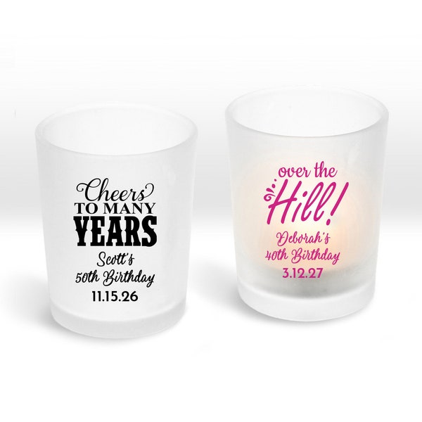 24 pcs  Personalized Personalized Votive Candle Holder Favors Votive Candle Party Favors, MAE67/BLND/JOSEF, Adult Birthday Candle Favors