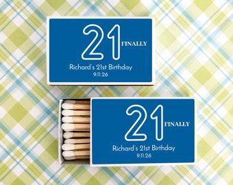 Birthday Matches Bulk 50 pieces, 21 Finally Birthday Personalized Matches, Personalized Matchbox Party Favors, MAE82154M