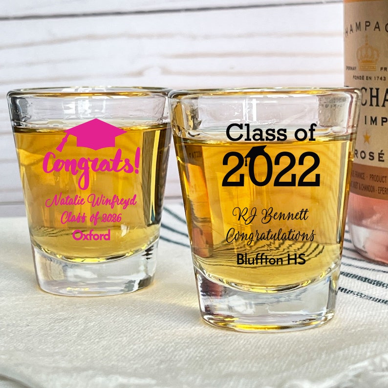 24 Pcs Graduation Personalized Tapered Shot Glasses Etsy