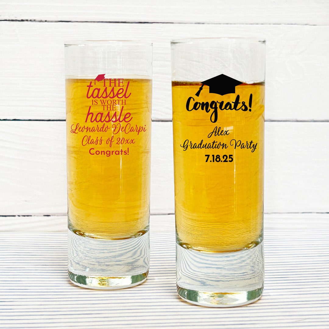 Graduation Personalized Tall Shot Glasses Graduation Favors Etsy