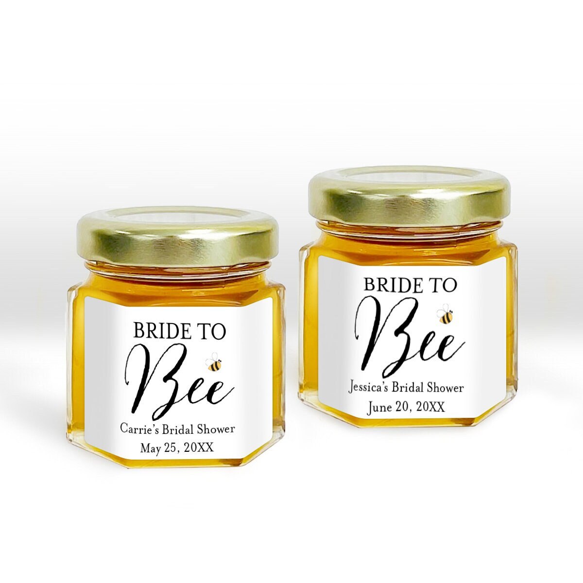 Bridal Shower Favors, Bride to Bee Personalized Mini Honey Jar Favors ...
