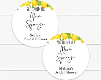 Lemon Bridal Shower Favors: Personalized Stickers, Set of 24