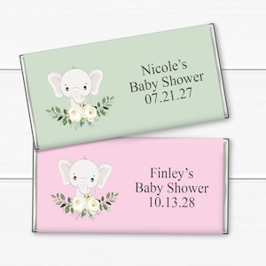 Set of 12  Baby Elephant Personalized Hershey&#39;s Milk Chocolate Bar, Affordable Baby Shower Favors MAE96