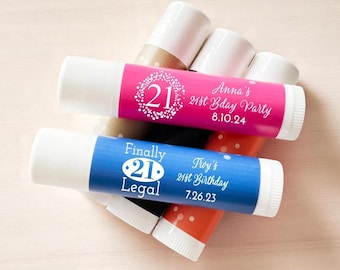 12 pcs  Adult Birthday Personalized Tube Lip Balm - Personalized Lip Balm - Birthday Favors - MAE216 - 21st Birthday Party