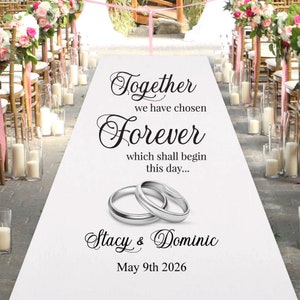 Custom Together We Have Chosen Forever White Personalized Aisle Runner Wedding Aisle Runner - MAE1-Silver /ENT Plain White Aisle Runner