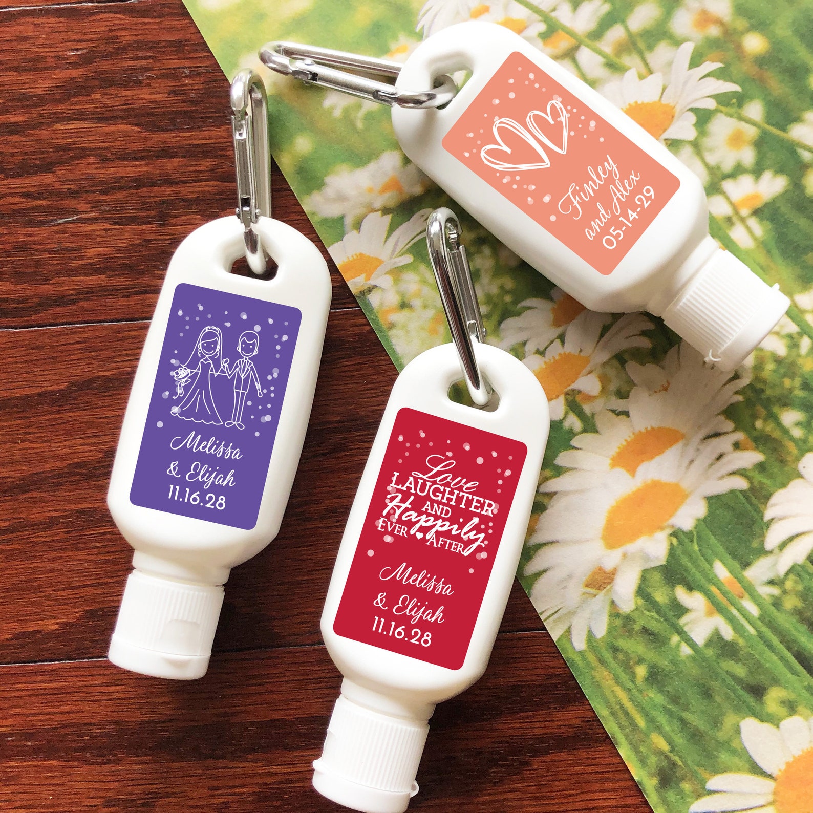 12 Pcs Wedding Personalized Sunscreen With Carabiner Favors Etsy UK