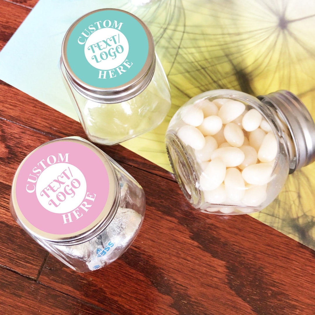 12 Pcs Logo Personalized Favor Container Candy Jar Logo Etsy
