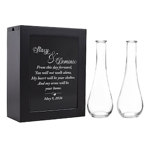 Custom From This Day Forward 3-Piece Unity Sand Ceremony Shadow Black Box Set Personalized with Vase MAE30 Unity Sand Ceremony