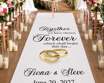 Custom Together We Have Chosen Forever White Personalized Aisle Runner Wedding Aisle Runner