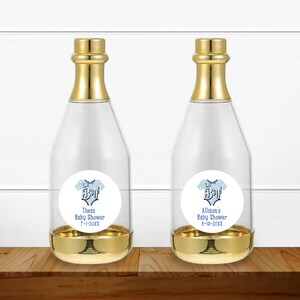 Set of 12 Oh Boy Baby Shower Personalized Acrylic Champagne Bottle with Gold Foil, Affordable Baby Shower Favors MAE331