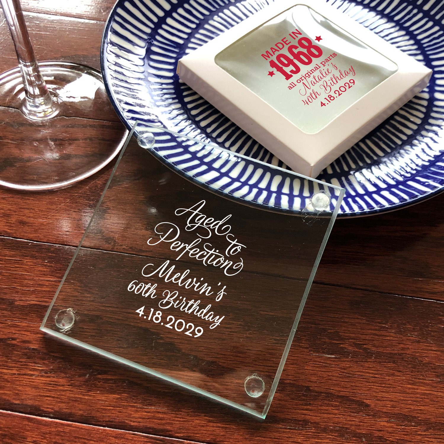 24 Pcs Personalized Personalized Glass Coaster Favors Etsy UK