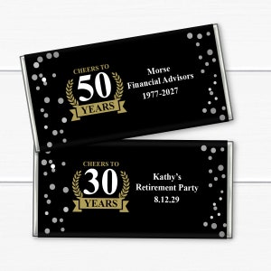Set of 12 Cheers To Years Personalized Hershey's Milk Chocolate Bar, Affordable Birthday Party Favors MAE8124