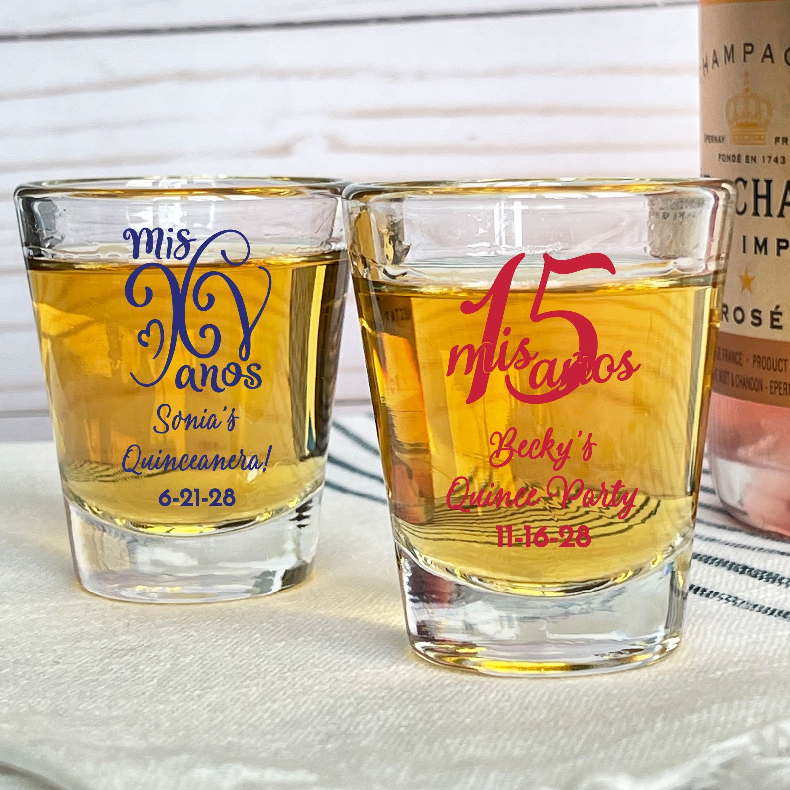 24 Pcs Quince Años Personalized Tapered Shot Glass Glasses Etsy