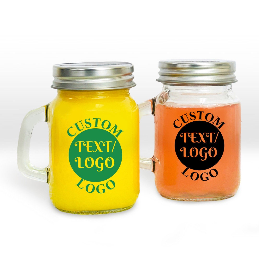 Set of 24 Custom Logo Personalized Mini Mason Glass Jar (3.05oz), Affordable Corporate Party ...
