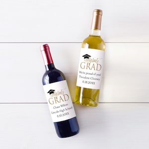 12 pcs  Congrats Grad Personalized Wine Bottle Labels Wine Bottle Labels Graduation Favors - MAE205 Graduation Party Favors