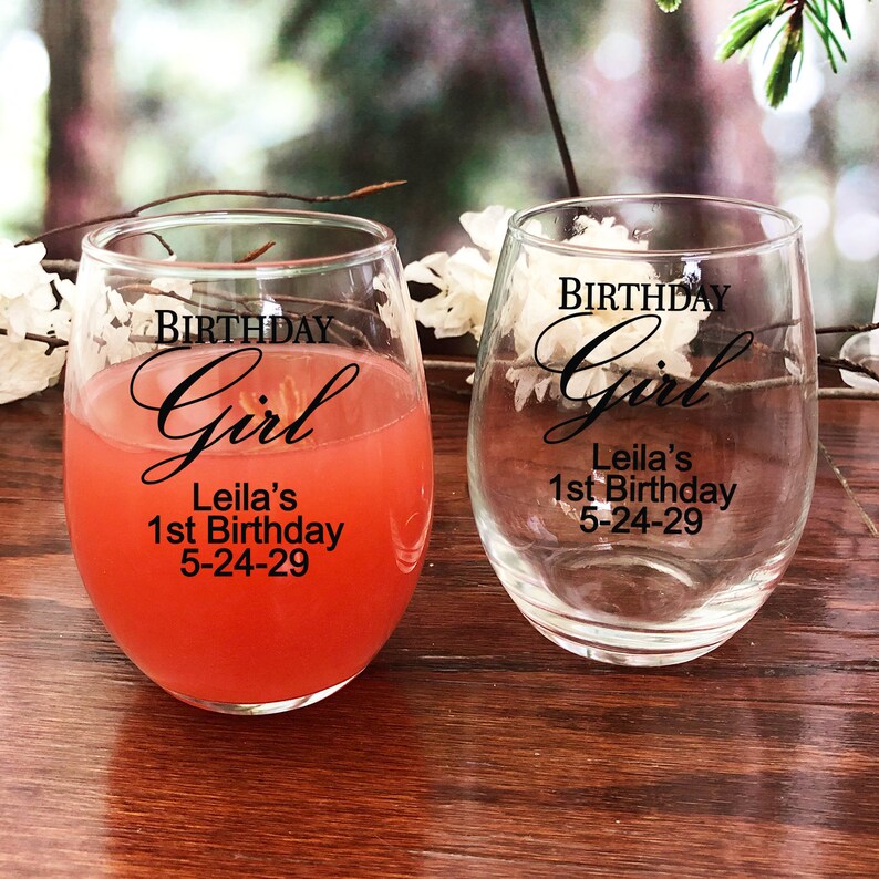 24 Pcs Birthday Girl Personalized Stemless 9 OZ. Wine Glass Etsy