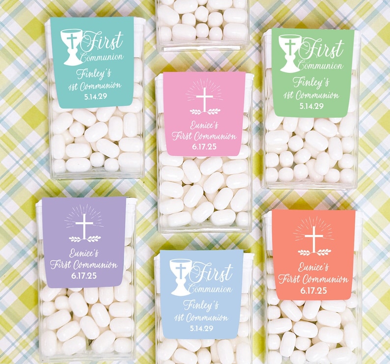 Communion Mint First Holy Communion Favors 12 Pcs First Communion Personalized Tic ...