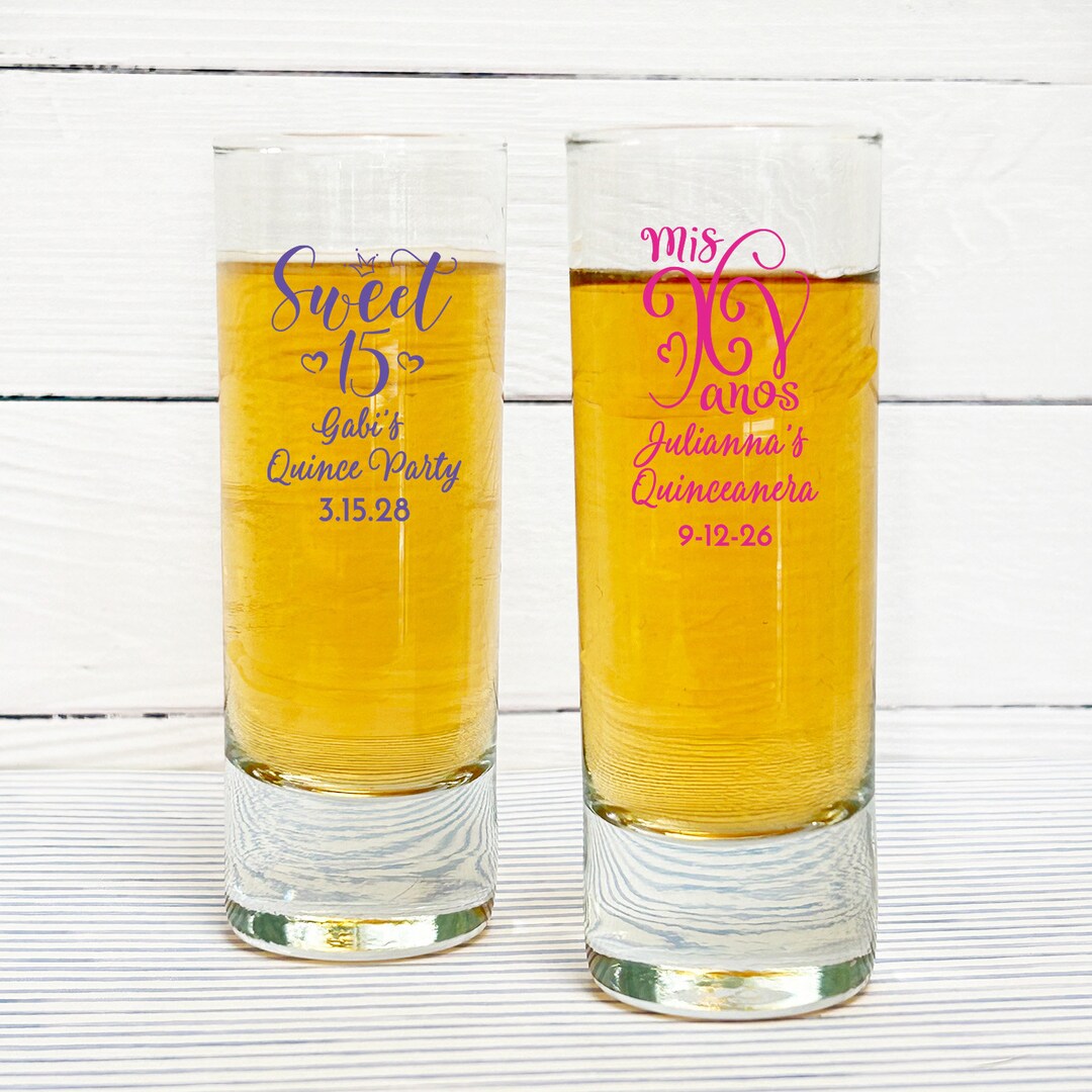 Quince Años Personalized Tall Shooter Glass Favors Shot Glass Etsy