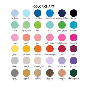 K&ouml;nnte beinhalten: Farbkarte mit 24 verschiedenen Farben, darunter Himmelblau, Hellblau, Dunkelblau, Ozeanblau, Mitternachtsblau, Schwarz, Minze, Hellgr&uuml;n, Limette, Aqua, Grasgr&uuml;n, T&uuml;rkis, Rosa, Koralle, Rose, Ballettschuh, Kaugummi, Pink, Gelb, Senf, Orange, Dunkelorange, Rot, Wein, Silber, Taupe, Champagner, Lila, Lavendel, Violett, Grau, Gold, Toffee, Braun, Kupfer und Dunkelgr&uuml;n.